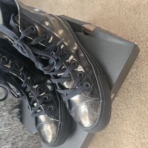 CTAS Brush Off Leather HI Top Black/Silver Converse